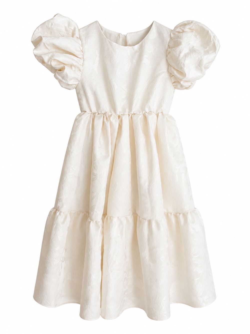 Trish Scully Child Ivory Floral Jacquard Puff Sleeve Party Dress NWT Size 5